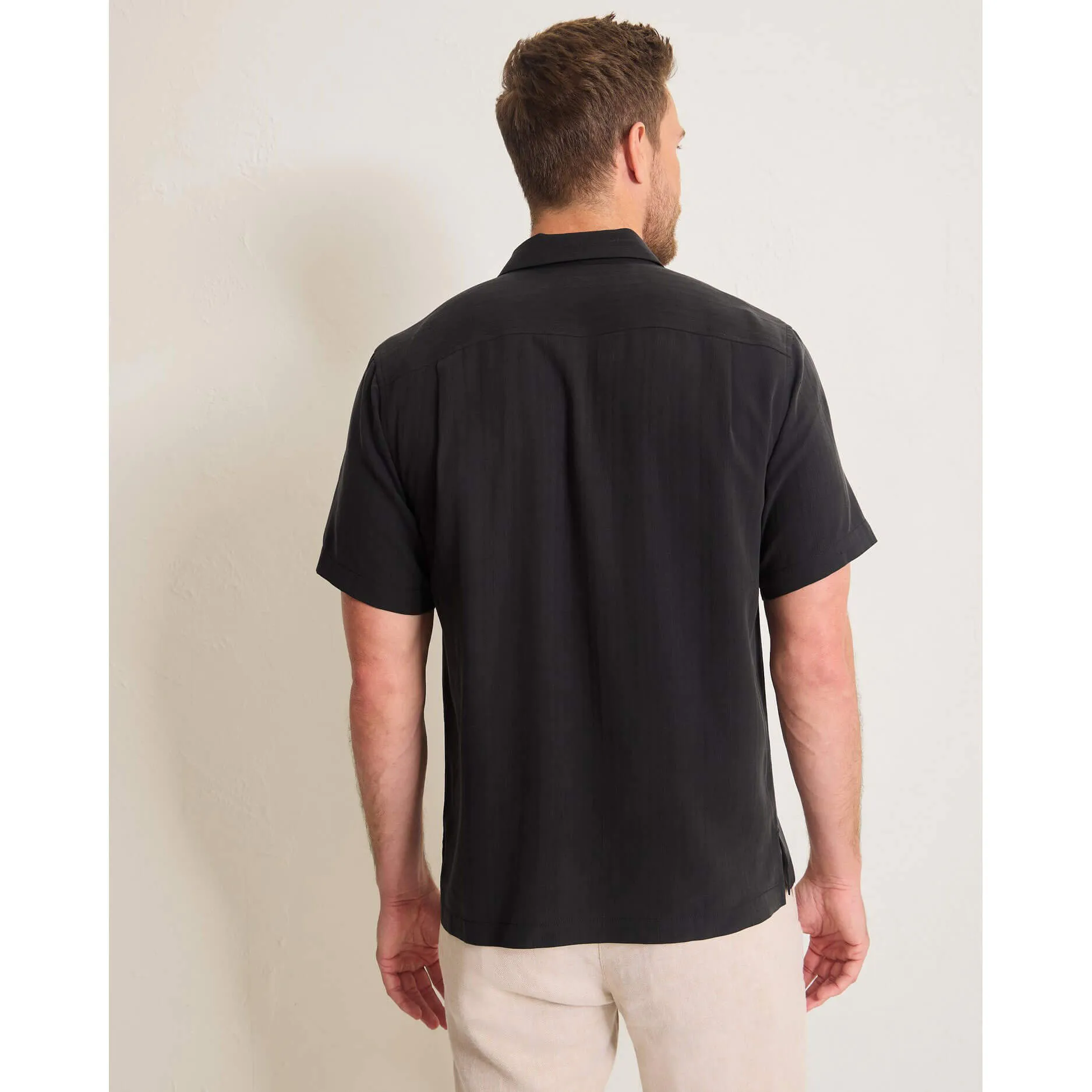 Tommy Bahama Men's Maui Border Silk Camp Shirt - Black Mens Tommy Bahama