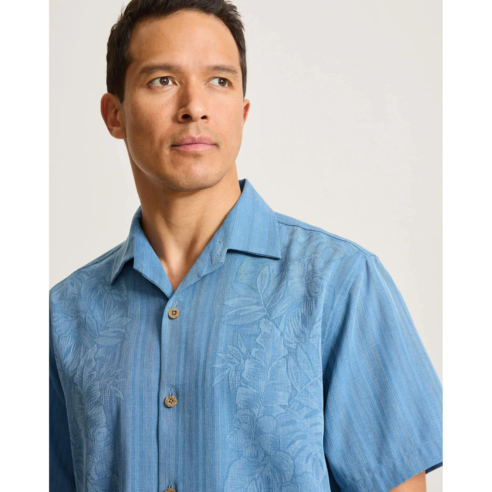 Tommy Bahama Men's Maui Border Silk Camp Shirt - Buccaneer Blue Mens Tommy Bahama