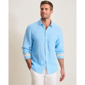 Tommy Bahama Men's Paradise Breezer Long Sleeve Linen Sport Shirt - Glass Bead Blue Mens Tommy Bahama