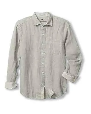 Tommy Bahama Men's Paradise Breezer Long Sleeve Linen Sport Shirt - Natural Tommy Bahama Clothing