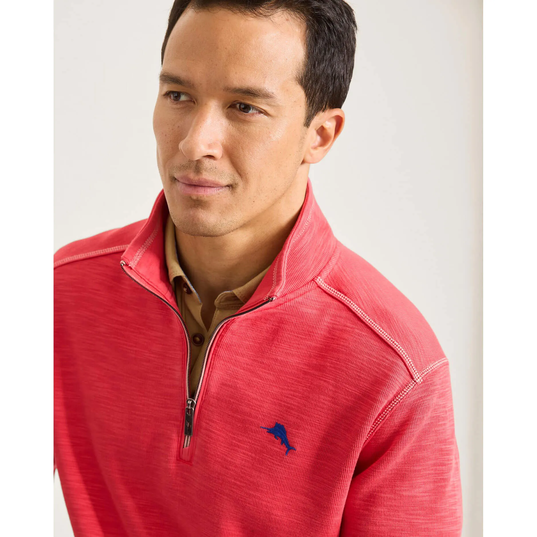 Tommy Bahama Men's Tobago Bay Half Zip Sweater - Siren Scarlet Mens Tommy Bahama