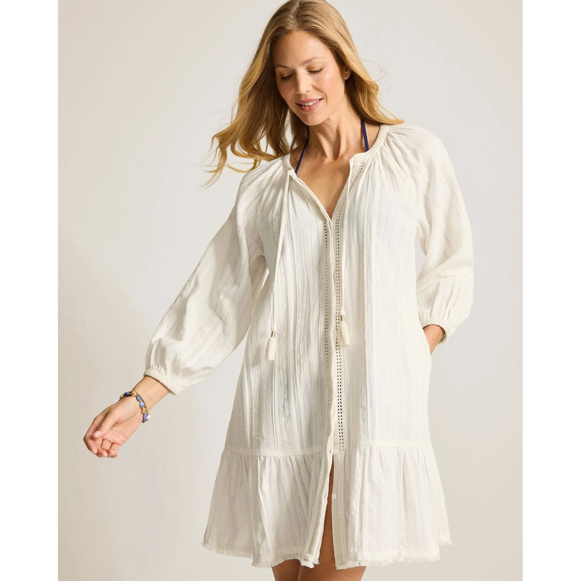 Tommy Bahama Mykonos Textured Button Dress Cover Up - Coconut Tommy Bahama Clothing