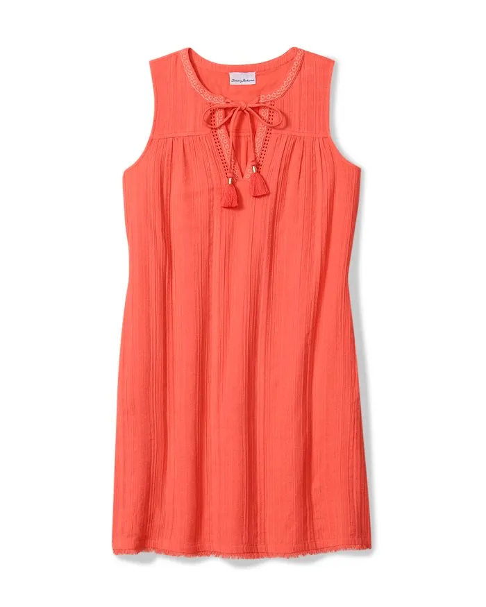 Tommy Bahama Mykonos Textured Shift Dress Cover Up - Burnt Coral * Tommy Bahama Clothing