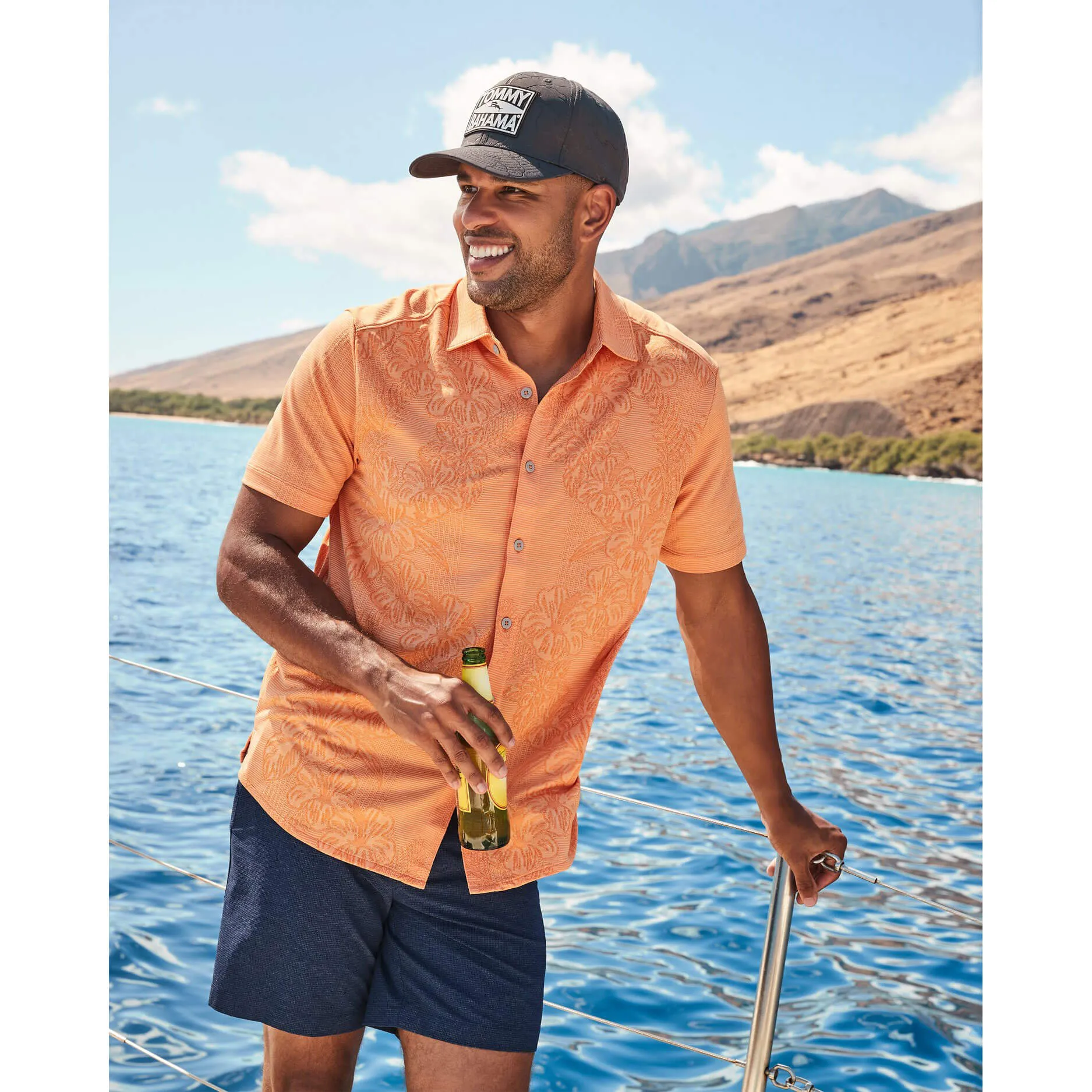 Tommy Bahama Palm Coast Cascade Vines Camp Shirt - Bright Apricot Tommy Bahama Clothing
