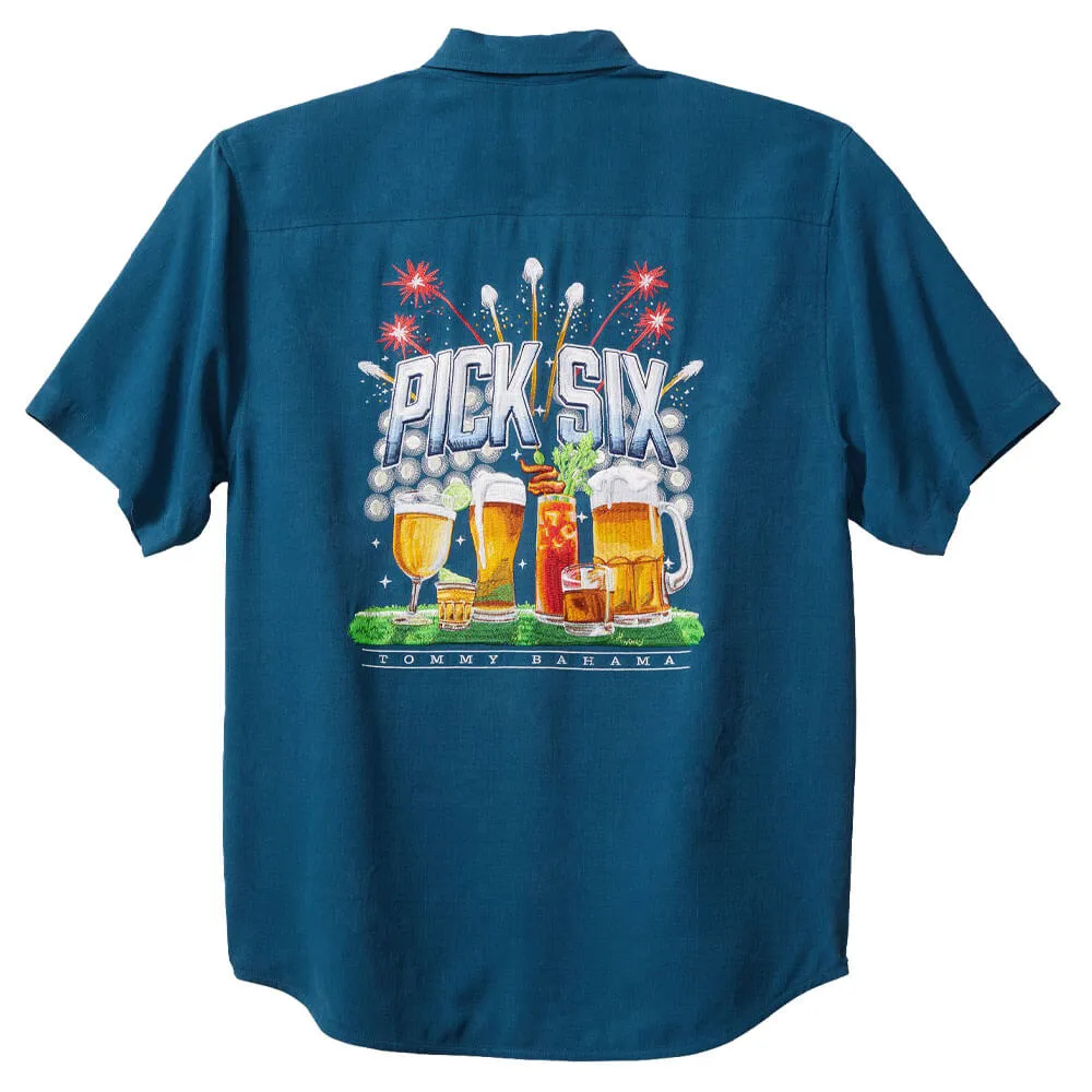 Tommy Bahama Pick Six Camp Shirt - Dark Cobalt Mens Tommy Bahama