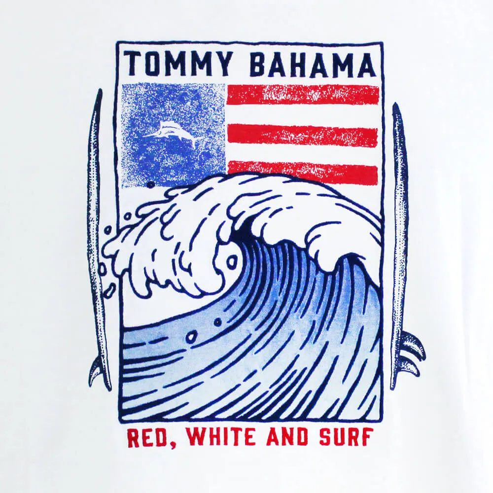 Tommy Bahama Red White Surf Lux Tee T-Shirt - White Mens Tommy Bahama