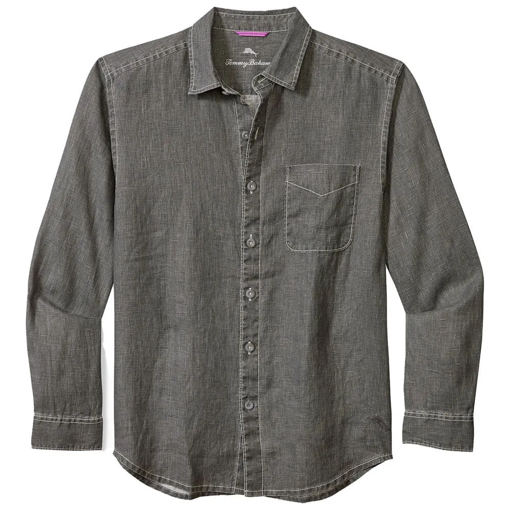 Tommy Bahama Sea Glass Breezer Linen Long Sleeve Shirt - Gunmetal Tommy Bahama Clothing