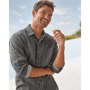 Tommy Bahama Sea Glass Breezer Linen Long Sleeve Shirt - Gunmetal Tommy Bahama Clothing
