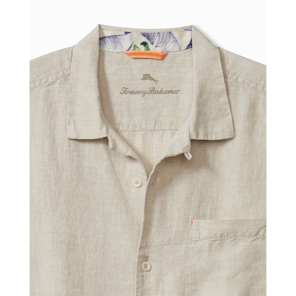 Tommy Bahama Sea Glass Linen Short Sleeve Camp Shirt - Natural Mens Tommy Bahama