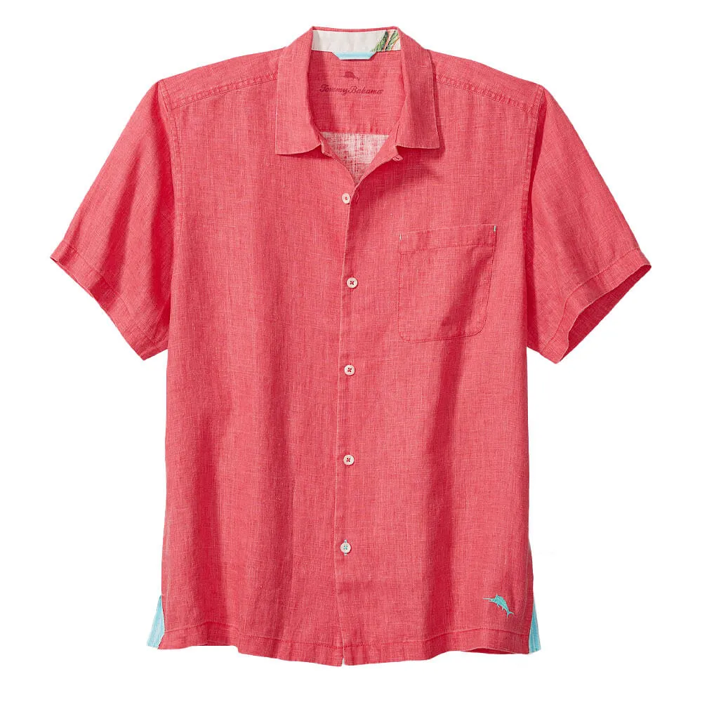 Tommy Bahama Sea Glass Linen Short Sleeve Camp Shirt - Teaberry Mens Tommy Bahama