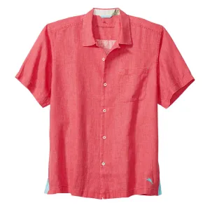 Tommy Bahama Sea Glass Linen Short Sleeve Camp Shirt - Teaberry Mens Tommy Bahama