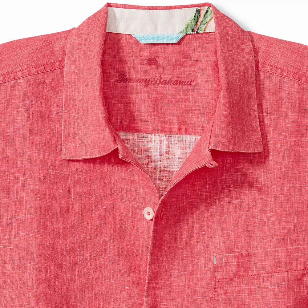 Tommy Bahama Sea Glass Linen Short Sleeve Camp Shirt - Teaberry Mens Tommy Bahama
