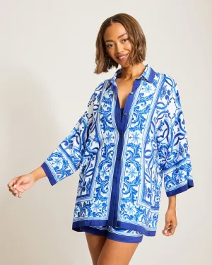 Tommy Bahama Terrazzo Tile Tunic Shirt Cover Up - Palace Blue Tommy Bahama Clothing
