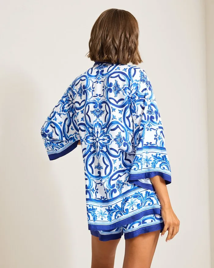 Tommy Bahama Terrazzo Tile Tunic Shirt Cover Up - Palace Blue Tommy Bahama Clothing