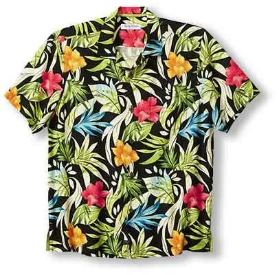Tommy Bahama Veracruz Cay Lush Escape Camp Shirt - Black Tommy Bahama Clothing