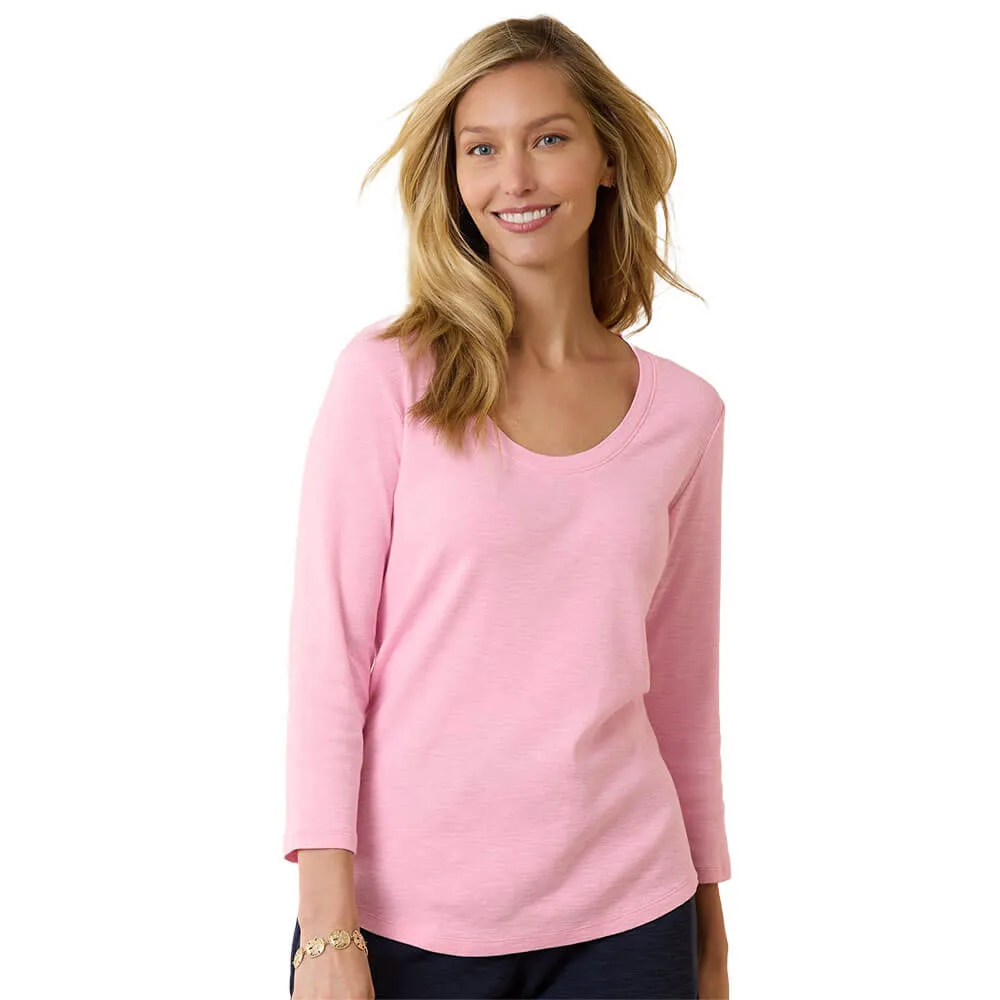 Tommy Bahama Women's Ashby Isles Rib 3/4 Sleeve Scoop T-Shirt - Primrose Pink Tommy Bahama Clothing