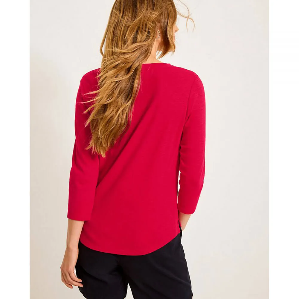 Tommy Bahama Women's Ashby Isles Rib 3/4 Sleeve Scoop T-Shirt - Tango Red Tommy Bahama Clothing
