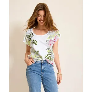 Tommy Bahama Women's Blooming Laelia Lux T-Shirt - White Tommy Bahama Clothing