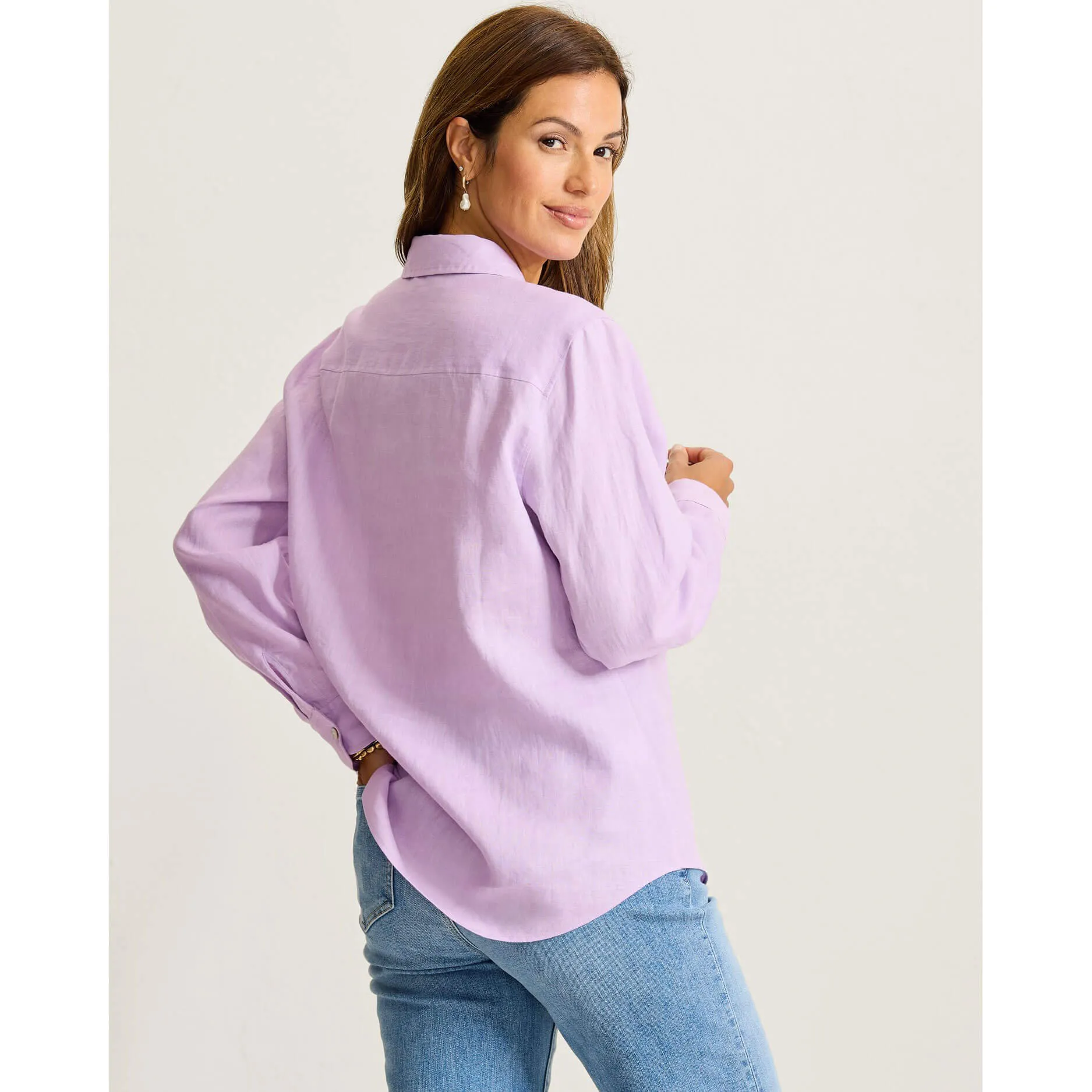 Tommy Bahama Women's Coastalina Relaxed Long Sleeve Linen Top - Sleepy Violet Tommy Bahama Clothing