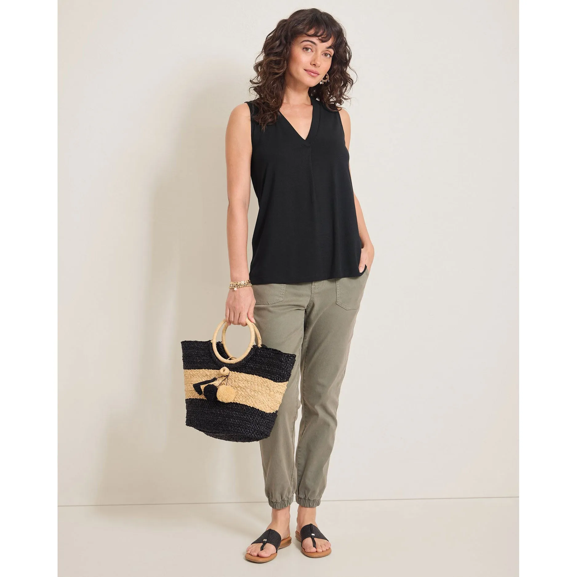 Tommy Bahama Women's Kauai V-Neck Tank Top - Black Tommy Bahama Clothing