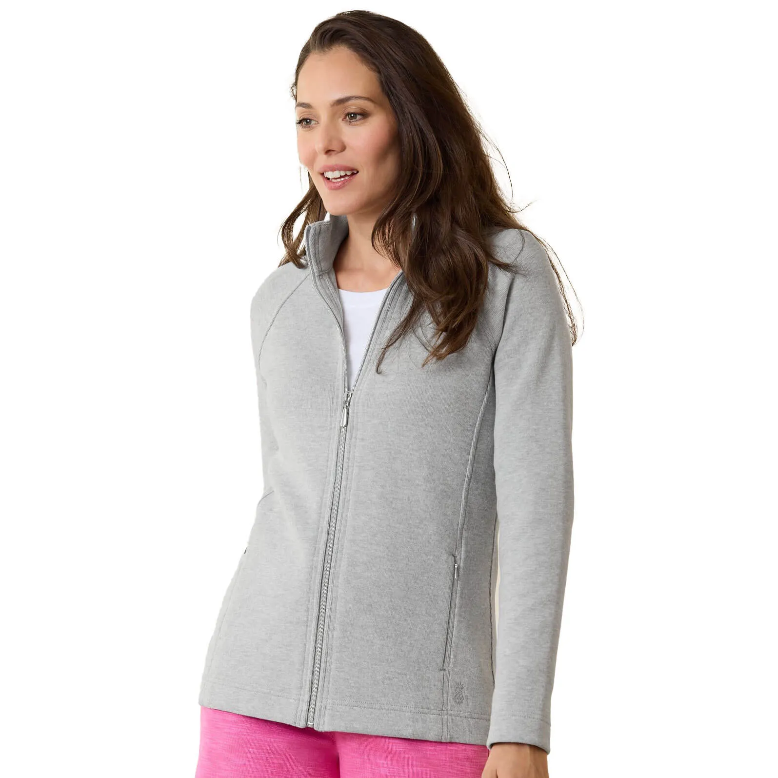Tommy Bahama Women's New Aruba Full Zip Sweatshirt - Fossil Grey Heather Tommy Bahama Clothing
