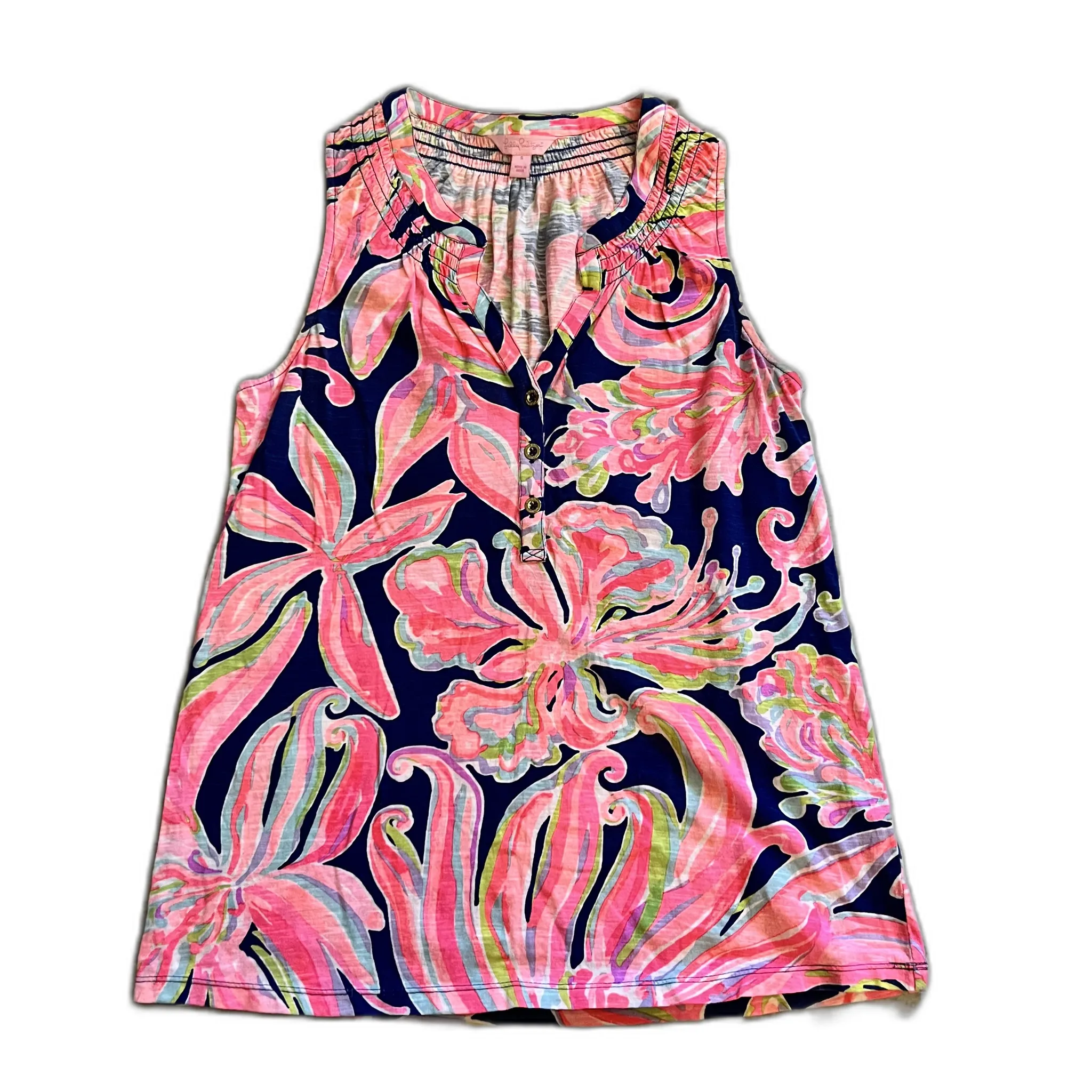 Top Sleeveless Designer By Lilly Pulitzer In Blue & Pink, Size: S lilly pulitzer