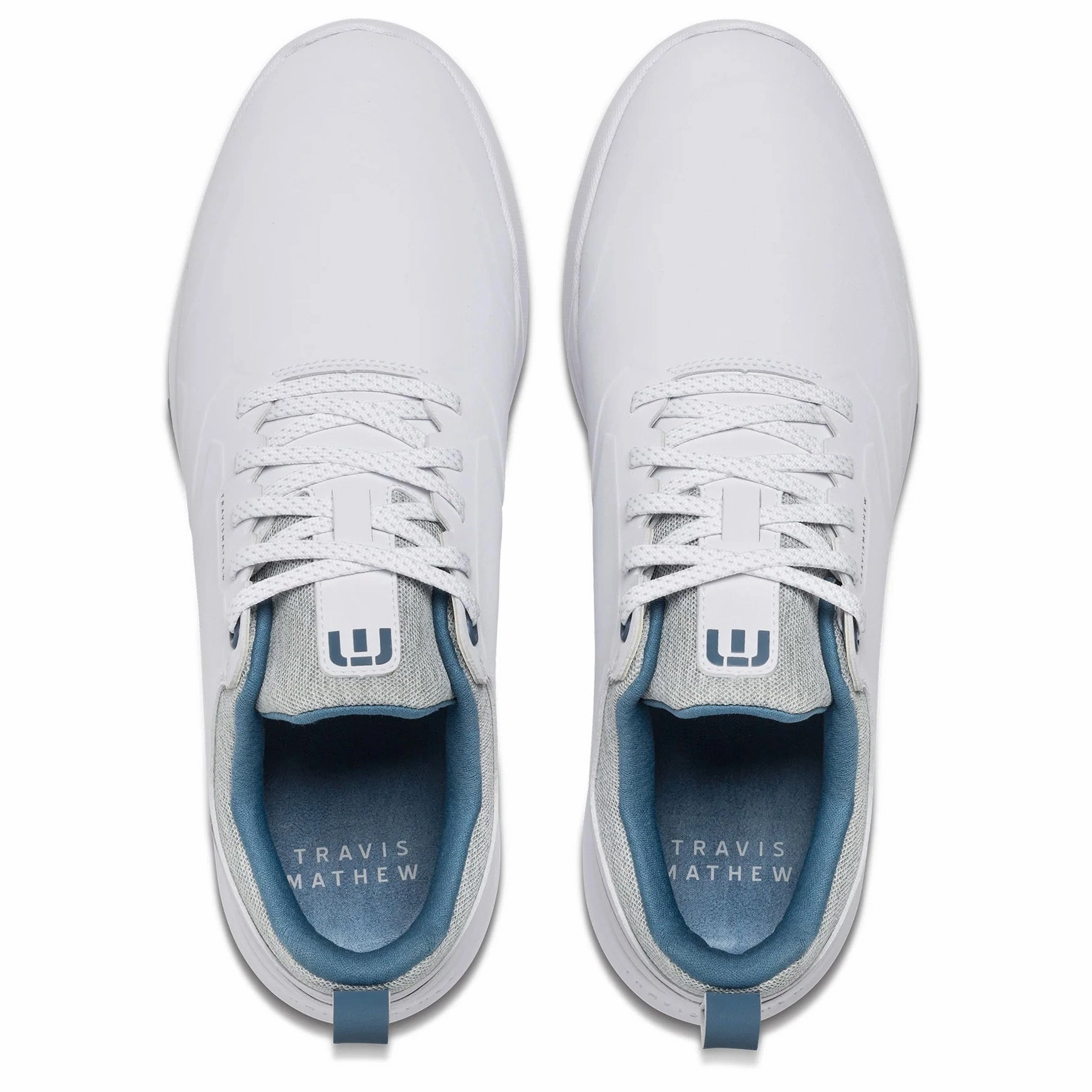 Travis Mathew The Daily Pro Hybrid Plus Spikeless Golf Shoes - White/Blue Chic Platform Sneakers