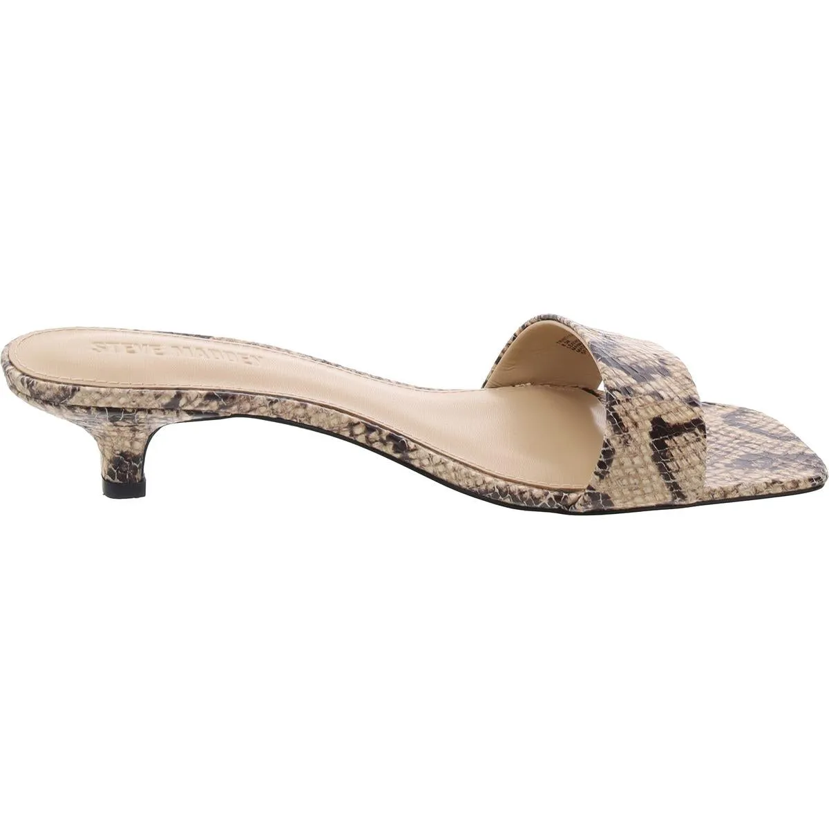 Trinity Womens Embossed Leather Kitten Heels