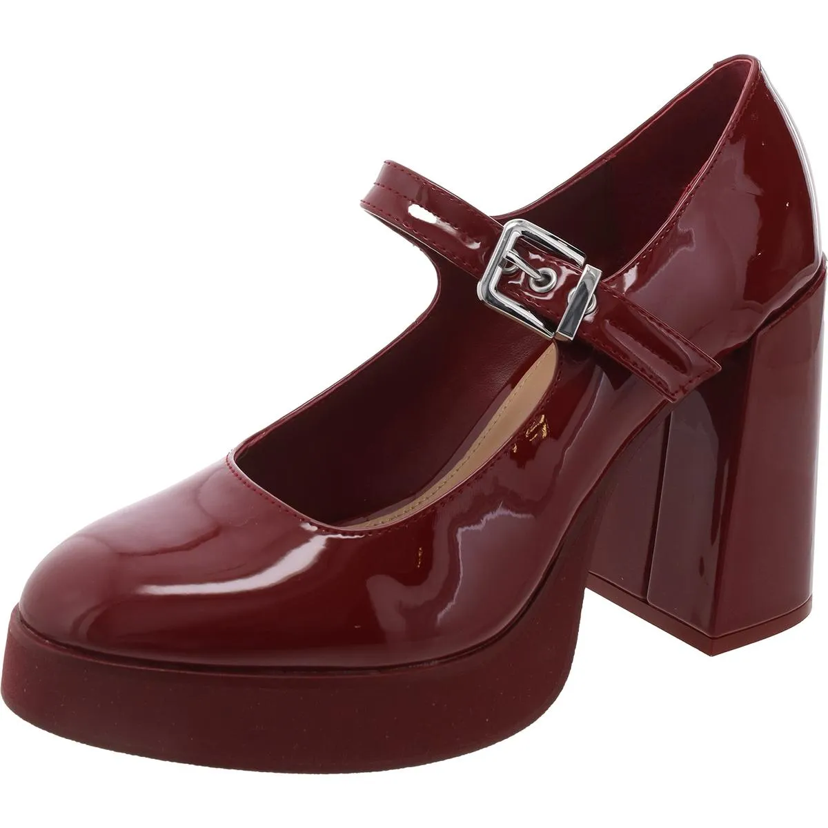 Tully Womens Buckle Patent Leather Mary Jane Heels