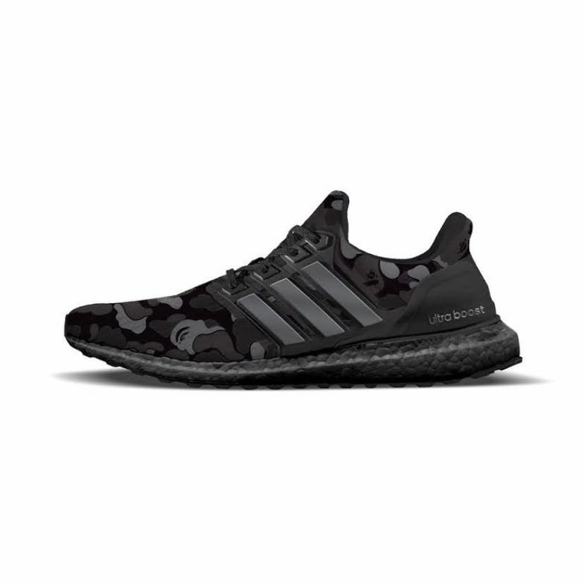 Ultra Boost 4.0 Bape Black Camo Adidas lifestyle shoes with breathable mesh
