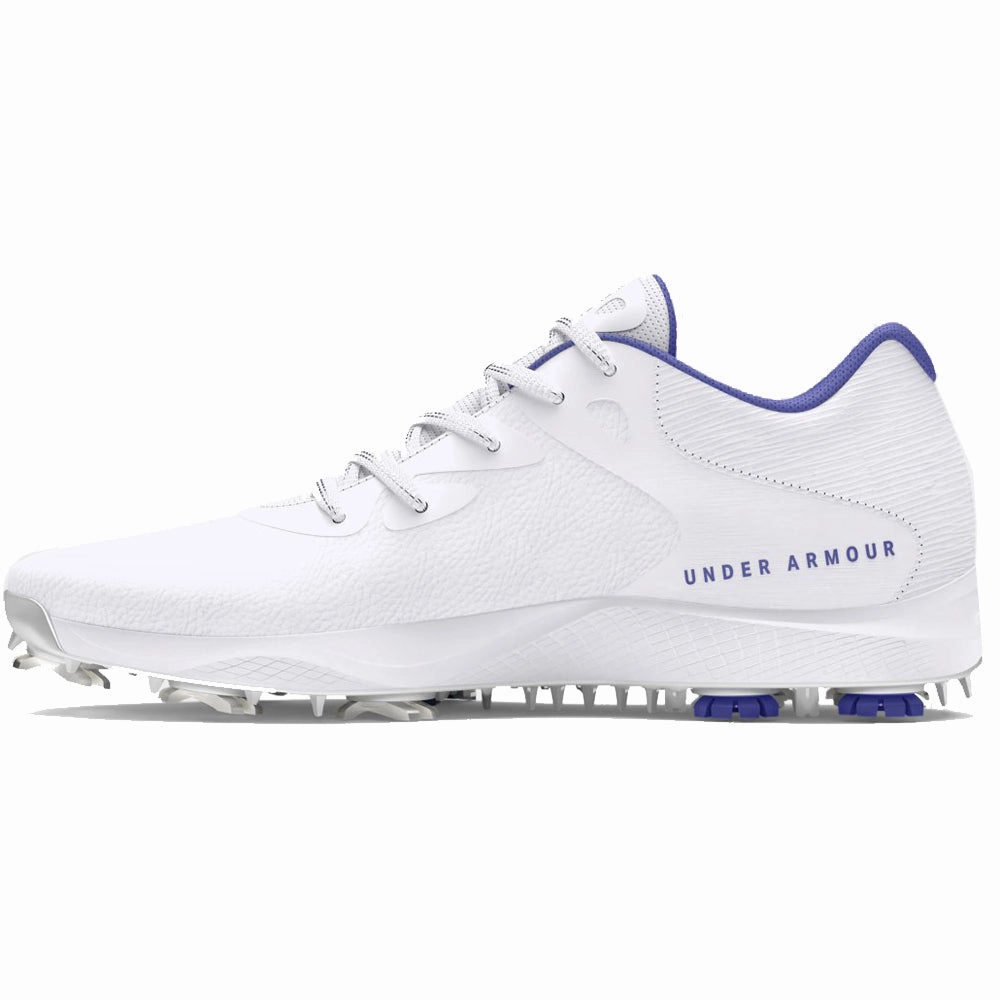 Under Armour Charged Breathe 2 Spiked Ladies Waterproof Shoes - White/Starlight/Metallic Silver Performance Golf Trainers