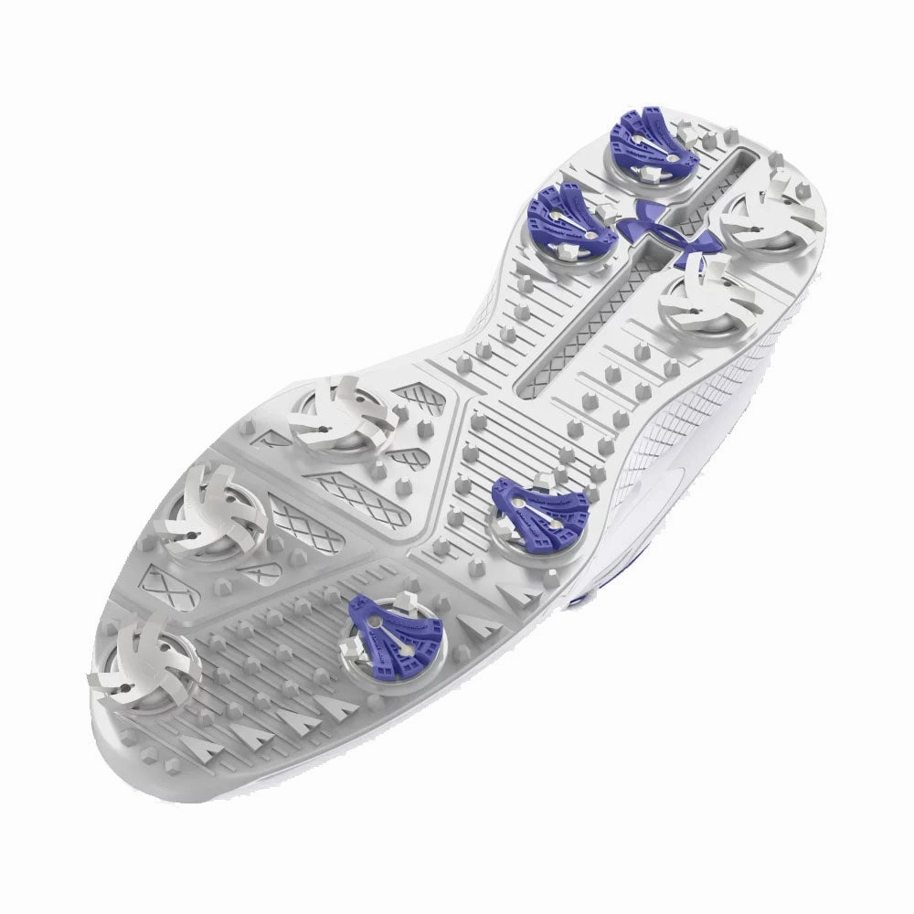 Under Armour Charged Breathe 2 Spiked Ladies Waterproof Shoes - White/Starlight/Metallic Silver Performance Golf Trainers