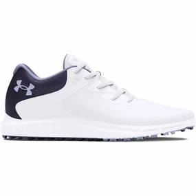 Under Armour Charged Breathe 2 Spikeless Ladies Shoes - White/Midnight Navy/Celeste Under Armour golf footwear styles
