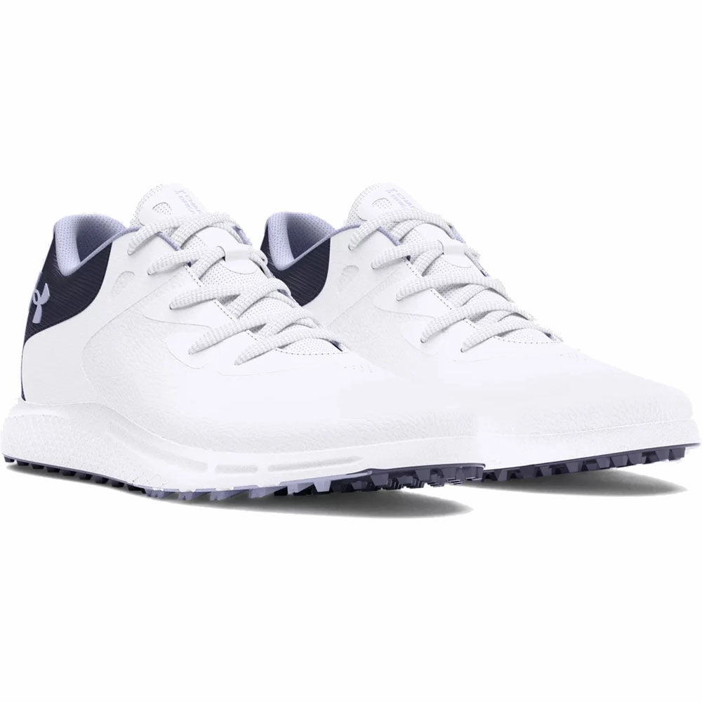 Under Armour Charged Breathe 2 Spikeless Ladies Shoes - White/Midnight Navy/Celeste Performance Golf Trainers