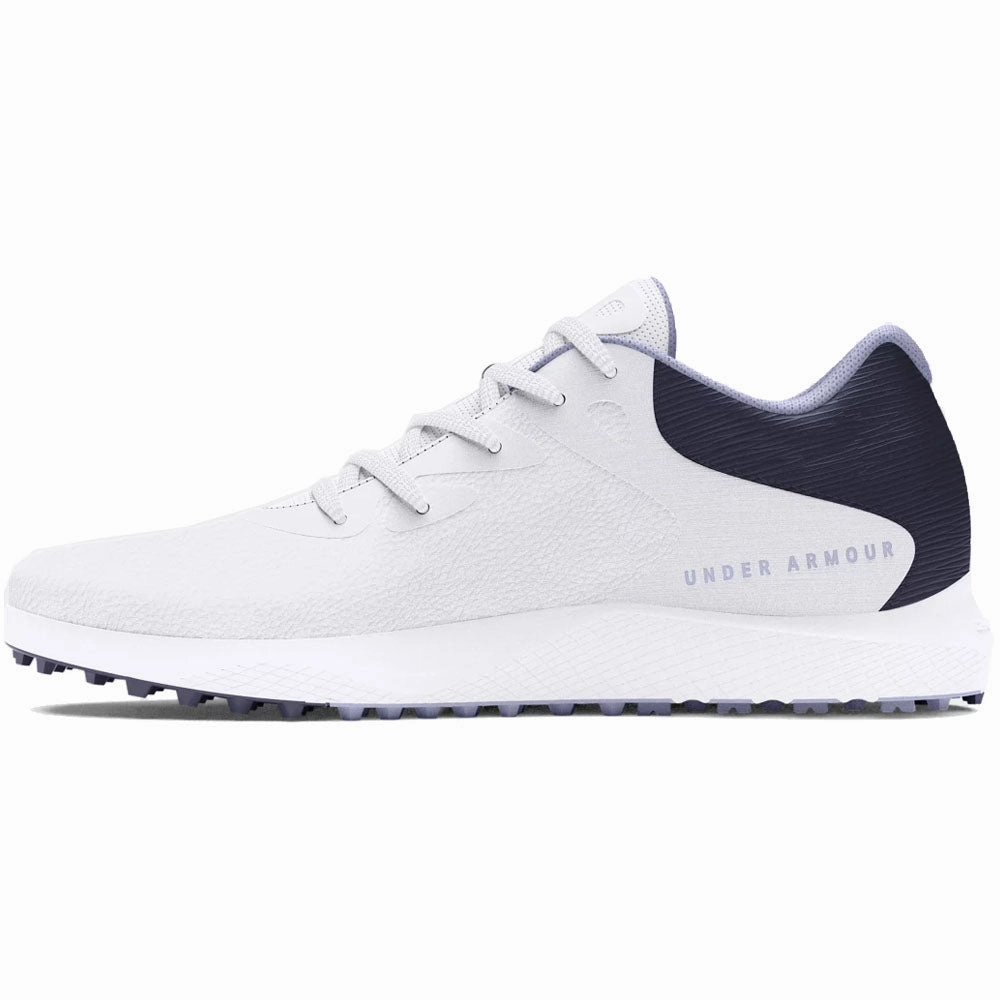Under Armour Charged Breathe 2 Spikeless Ladies Shoes - White/Midnight Navy/Celeste Performance Golf Trainers