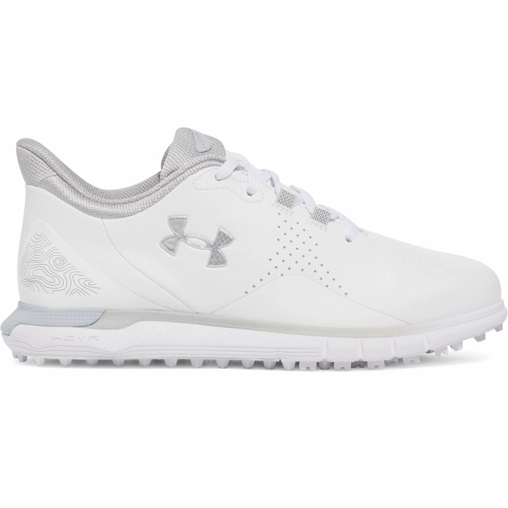 Under Armour Drive Fade Ladies Spikeless Waterproof Shoes - White/Distant Gray/Metallic Silver Under Armour golf footwear styles