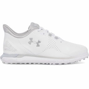 Under Armour Drive Fade Ladies Spikeless Waterproof Shoes - White/Distant Gray/Metallic Silver Under Armour golf footwear styles