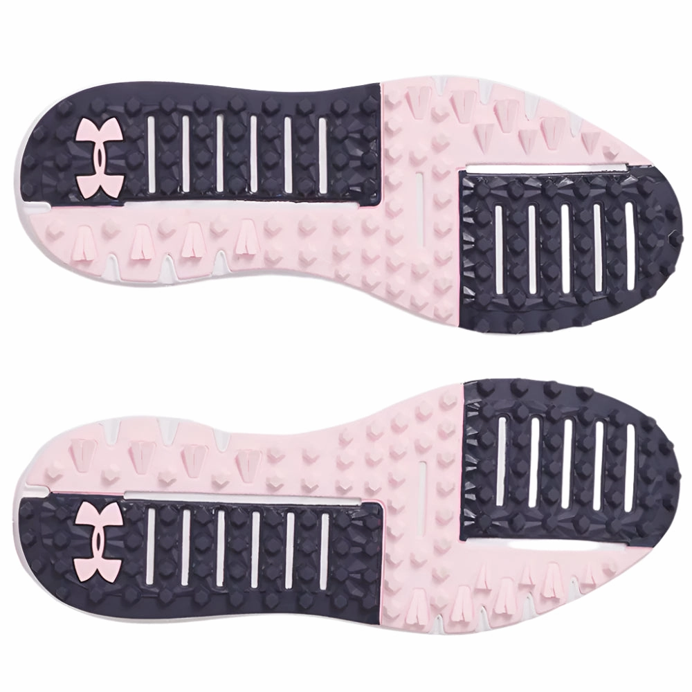 Under Armour Drive Fade Ladies Spikeless Waterproof Shoes - White/Prime Pink/Midnight Navy Performance Golf Trainers