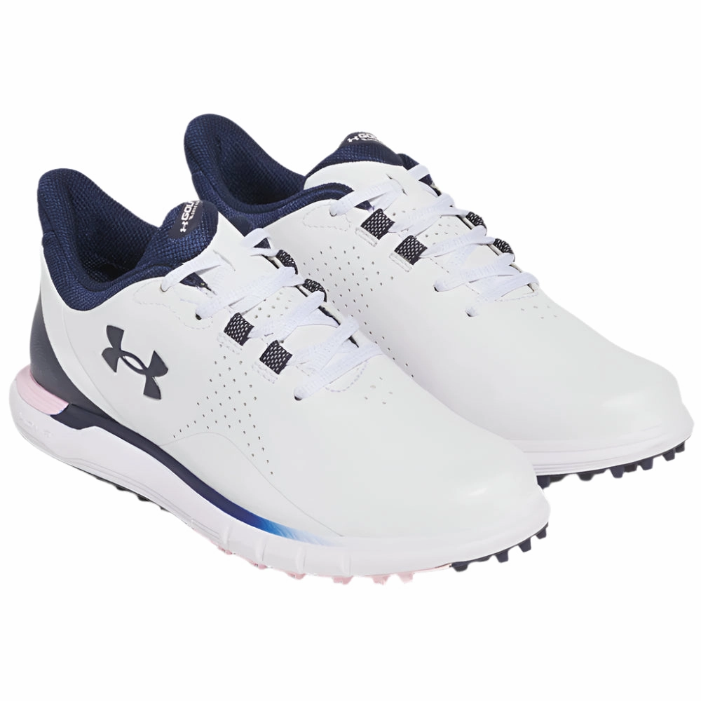 Under Armour Drive Fade Ladies Spikeless Waterproof Shoes - White/Prime Pink/Midnight Navy Performance Golf Trainers