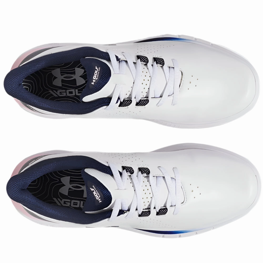Under Armour Drive Fade Ladies Spikeless Waterproof Shoes - White/Prime Pink/Midnight Navy Performance Golf Trainers