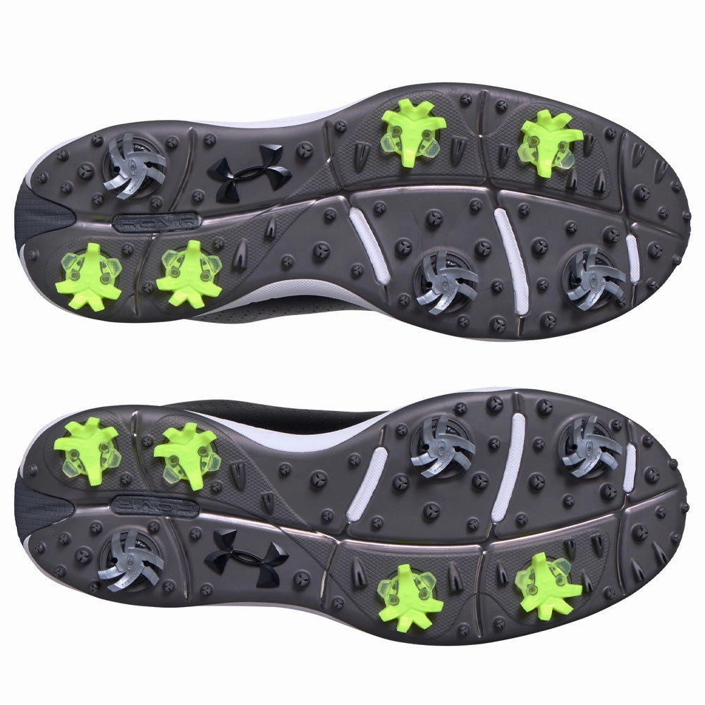 Under Armour Drive Fade Spiked Waterproof Shoes - Black/Black/Metallic Silver Performance Golf Trainers