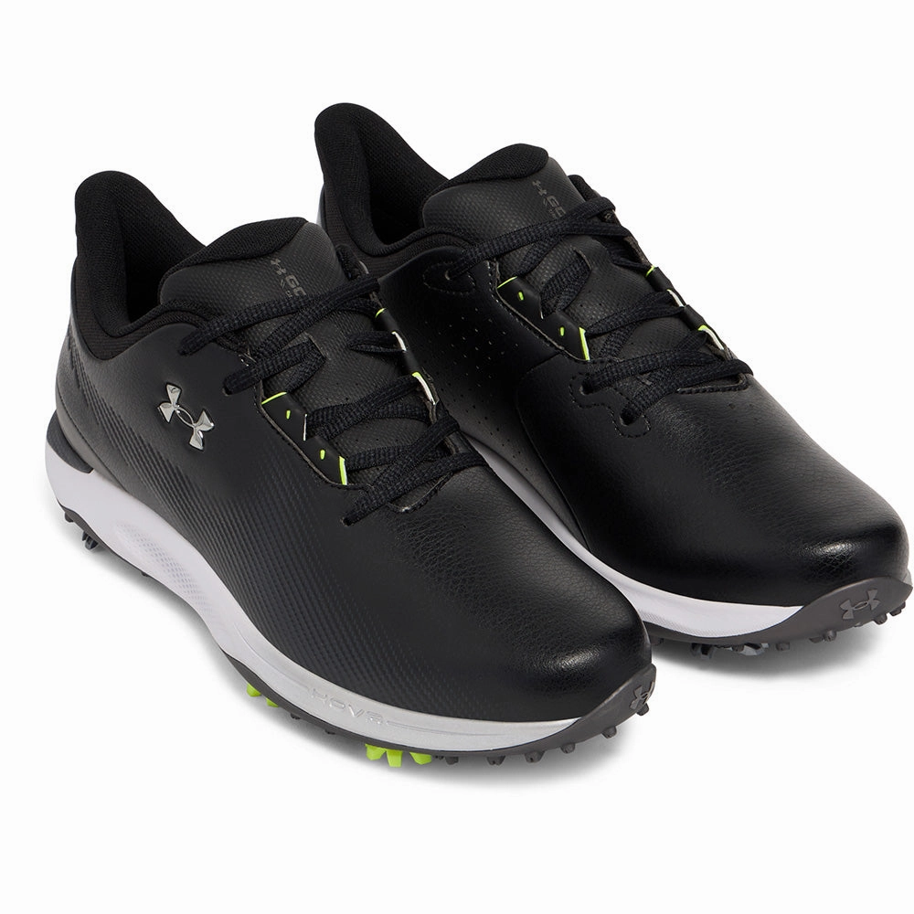 Under Armour Drive Fade Spiked Waterproof Shoes - Black/Black/Metallic Silver Performance Golf Trainers