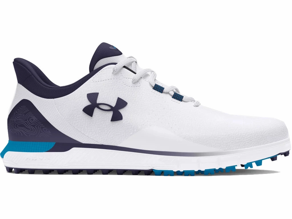 Under Armour Drive Fade Spikeless Waterproof Shoes - White/Capri/Midnight Navy Under Armour golf footwear styles