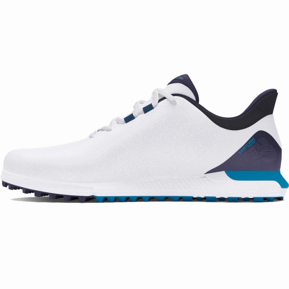 Under Armour Drive Fade Spikeless Waterproof Shoes - White/Capri/Midnight Navy Performance Golf Trainers