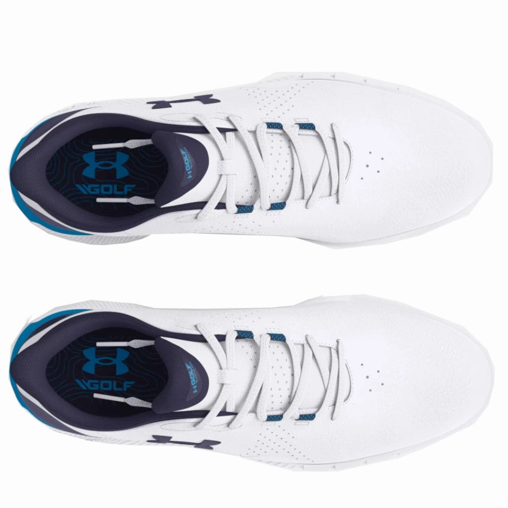 Under Armour Drive Fade Spikeless Waterproof Shoes - White/Capri/Midnight Navy Performance Golf Trainers