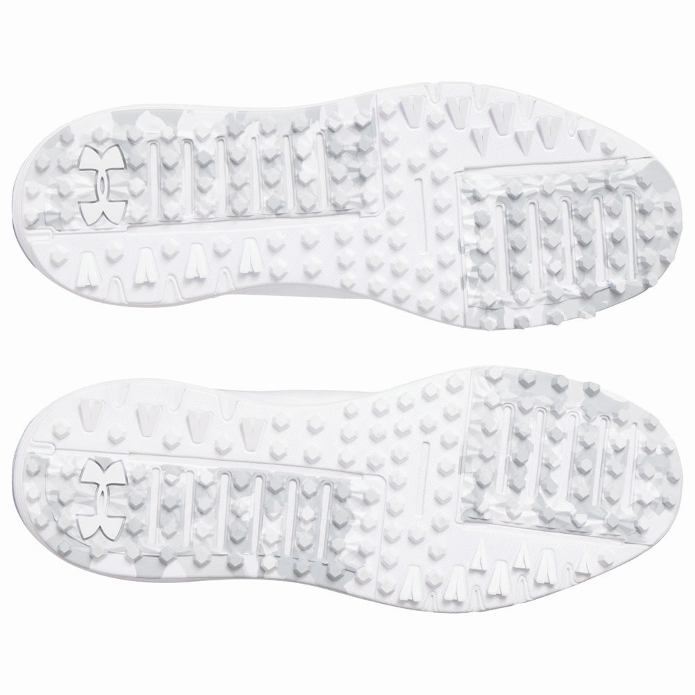 Under Armour Drive Fade Spikeless Waterproof Shoes - White/White/Metallic Silver Performance Golf Trainers