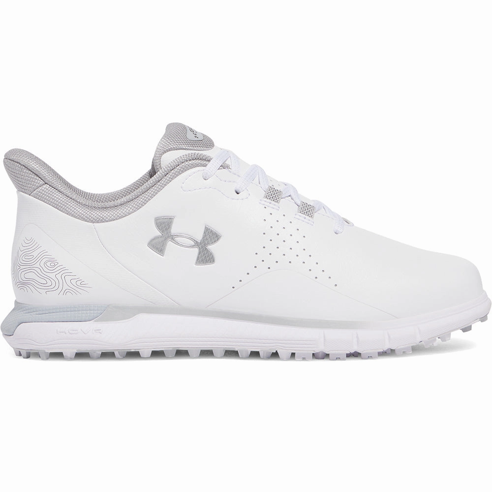 Under Armour Drive Fade Spikeless Waterproof Shoes - White/White/Metallic Silver Under Armour golf footwear styles