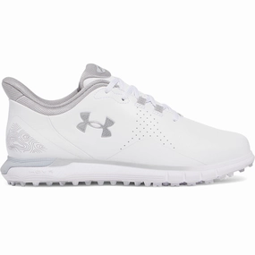 Under Armour Drive Fade Spikeless Waterproof Shoes - White/White/Metallic Silver Under Armour golf footwear styles