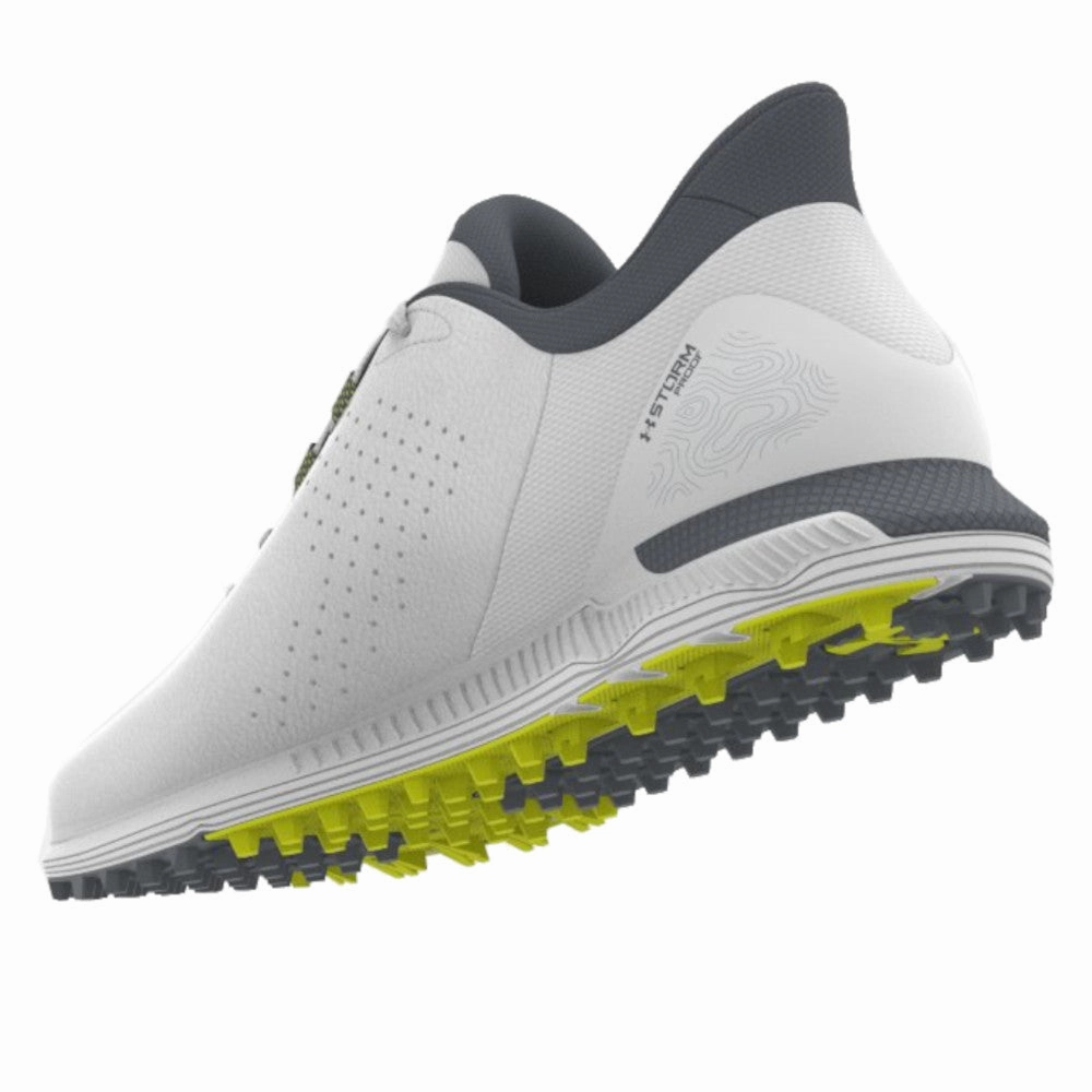Under Armour Drive Fade Spikeless Waterproof Shoes - White/White/Titan Grey Performance Golf Trainers