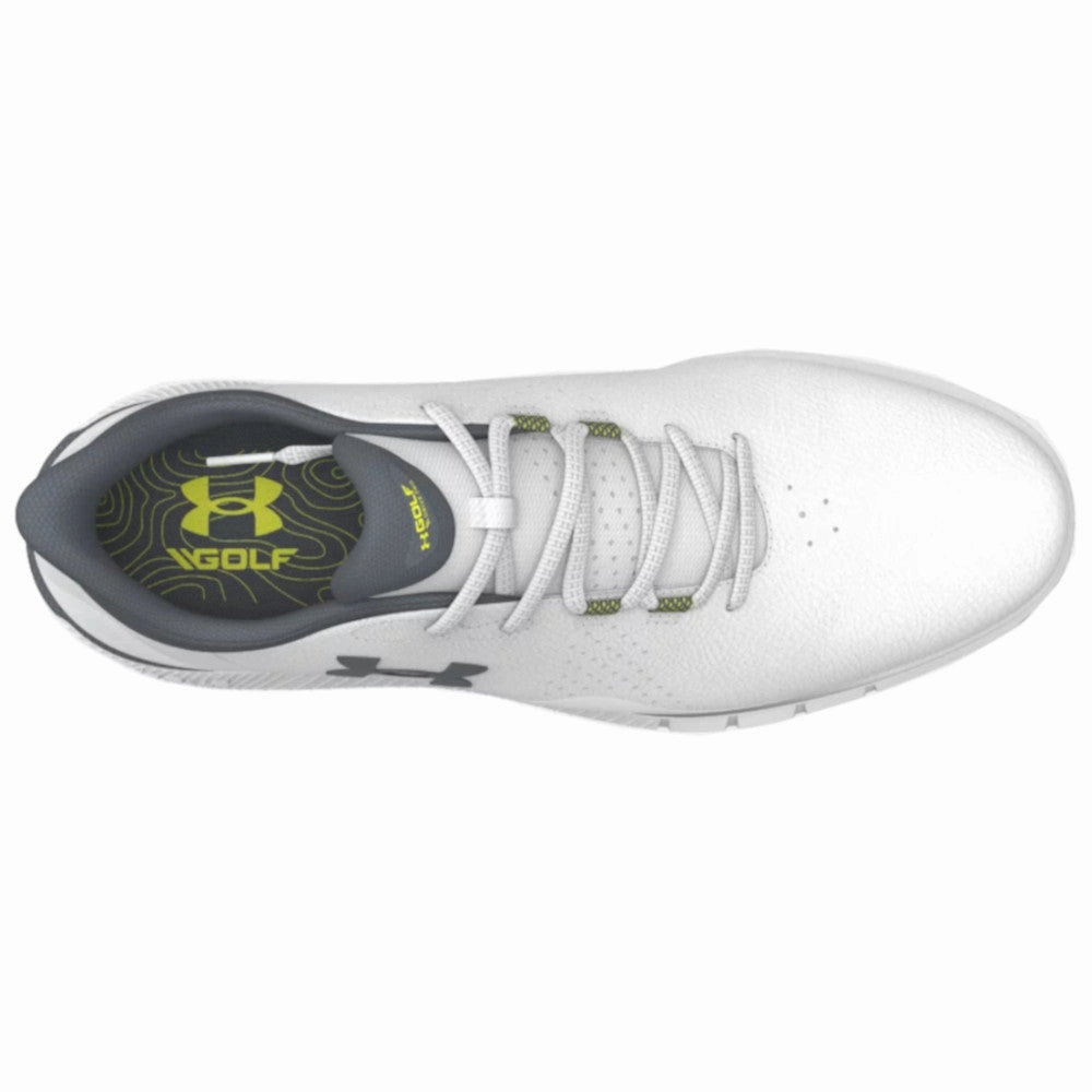 Under Armour Drive Fade Spikeless Waterproof Shoes - White/White/Titan Grey Performance Golf Trainers